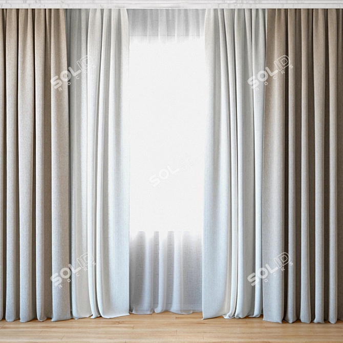 Dreamy Delight curtains with tulle 3D model image 1