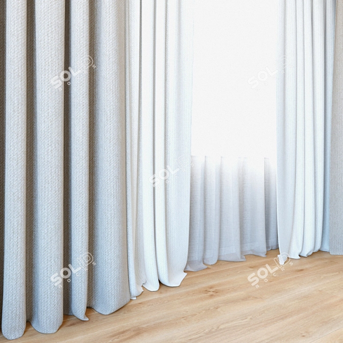 Dreamy Delight curtains with tulle 3D model image 2