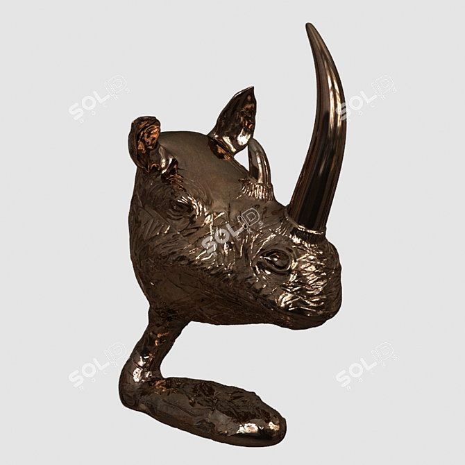 Bronze Rhino Bust Sculpture 3D model image 1