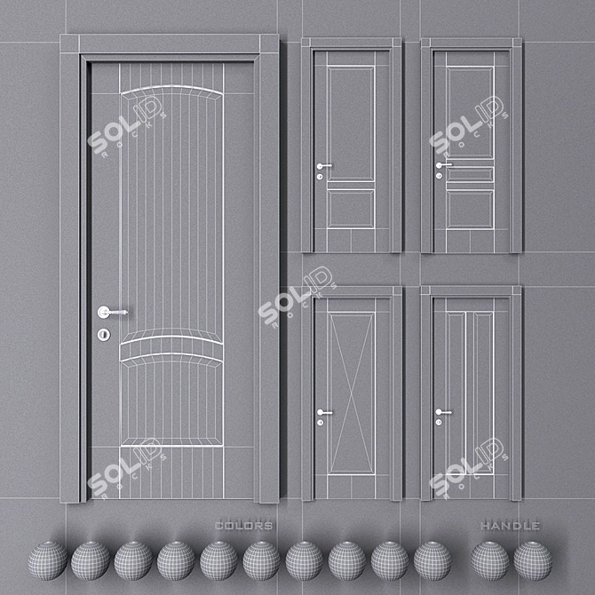 Volhovec Galant - Elegant Classic Door Set 3D model image 3