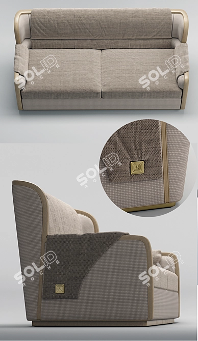 Contemporary Luxe 3-Seater Sofa 3D model image 2