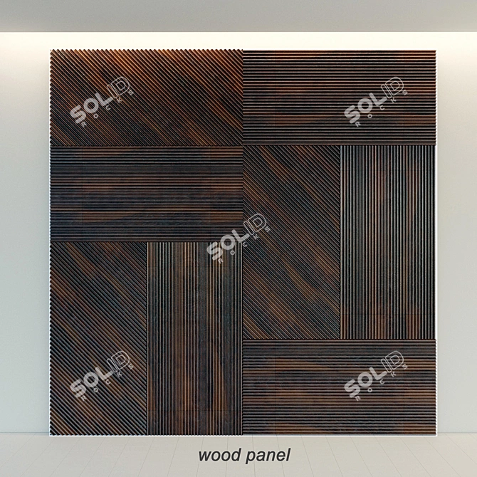 Wooden 3D Wall Panel: Decorative & Lightweight 3D model image 1