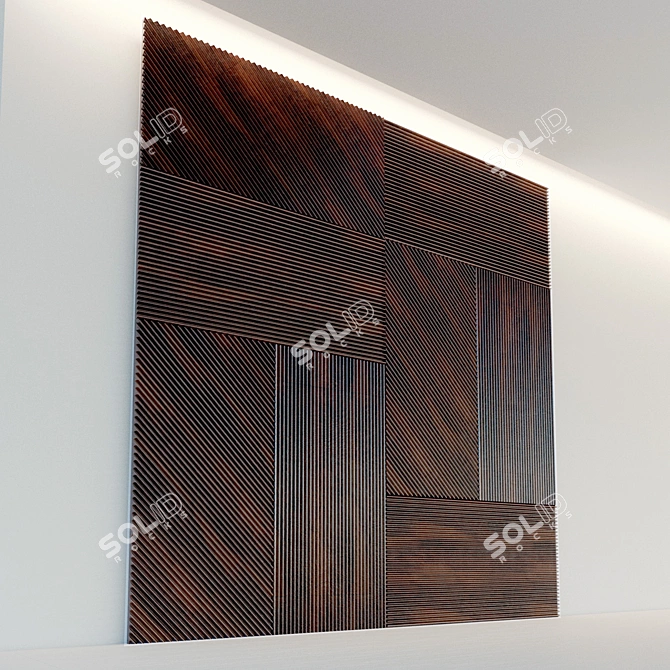 Wooden 3D Wall Panel: Decorative & Lightweight 3D model image 3