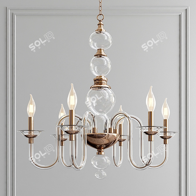 Ethereal blown glass chandelier 3D model image 1
