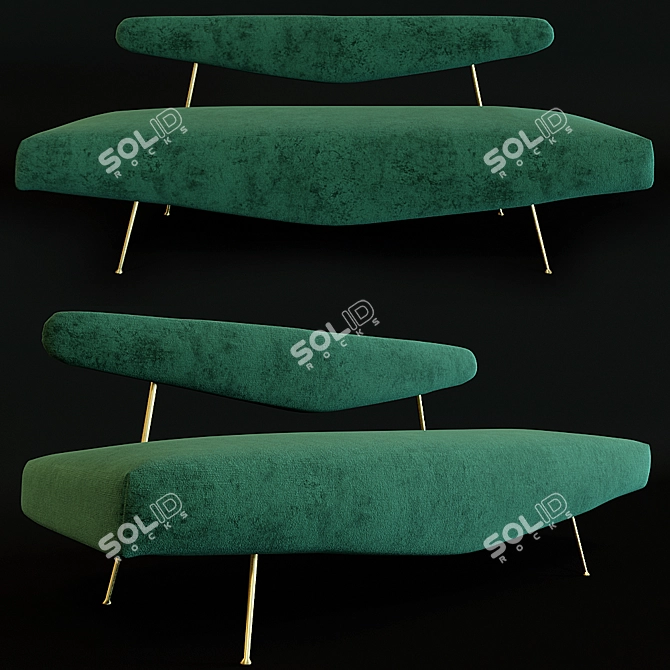 Savoy Velour Metal Sofa 3D model image 1