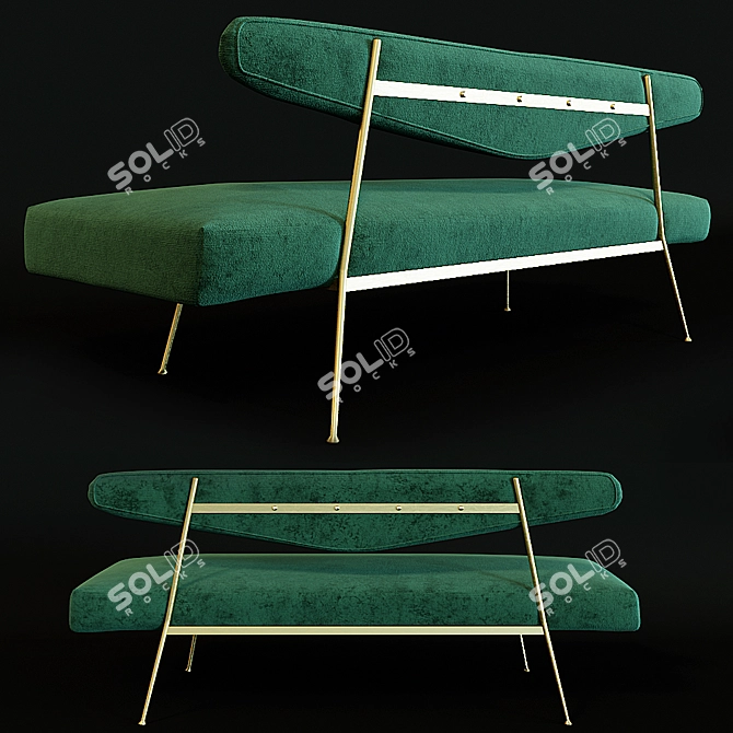 Savoy Velour Metal Sofa 3D model image 2