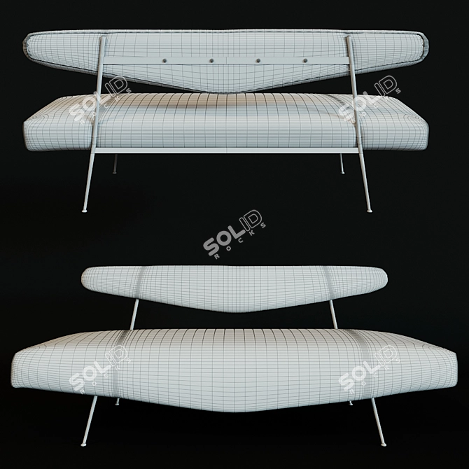 Savoy Velour Metal Sofa 3D model image 3