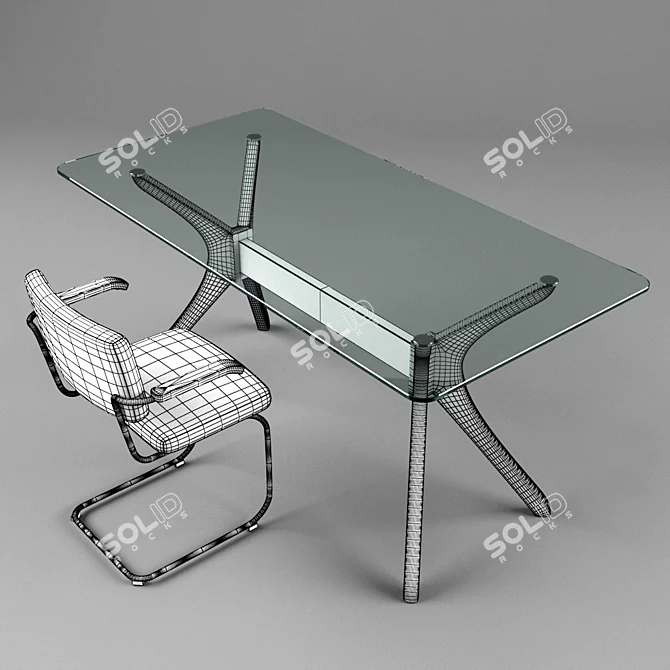 Vintage Film-Inspired Julietta Table 3D model image 2