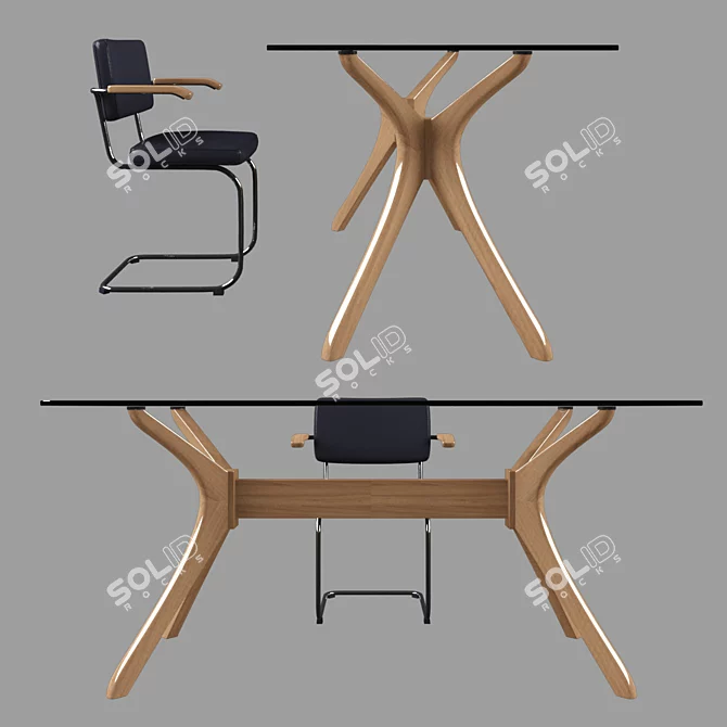 Vintage Film-Inspired Julietta Table 3D model image 3