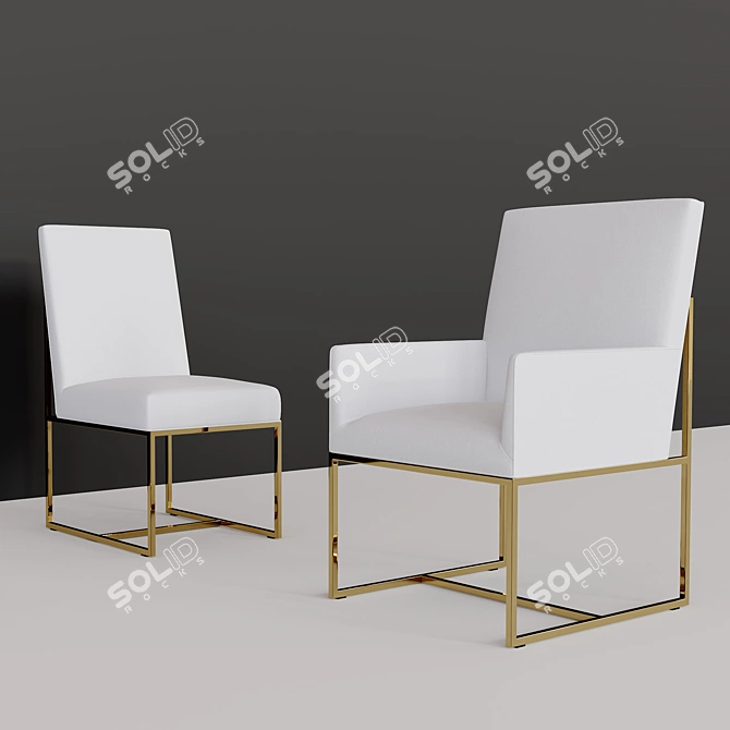 Restoration Hardware Grant and Linear Dining Set 3D model image 2