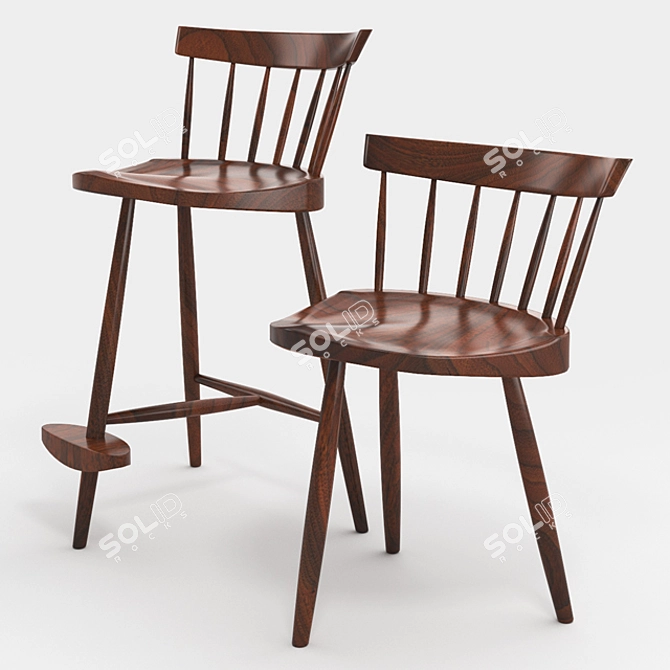 Nakashima Mira Chair: Timeless Elegance 3D model image 1