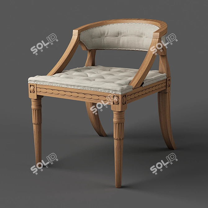 Vintage Swedish Demi Lune Chair 3D model image 1