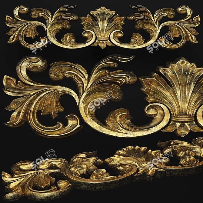 Vintage Gold Decor 3D model image 1