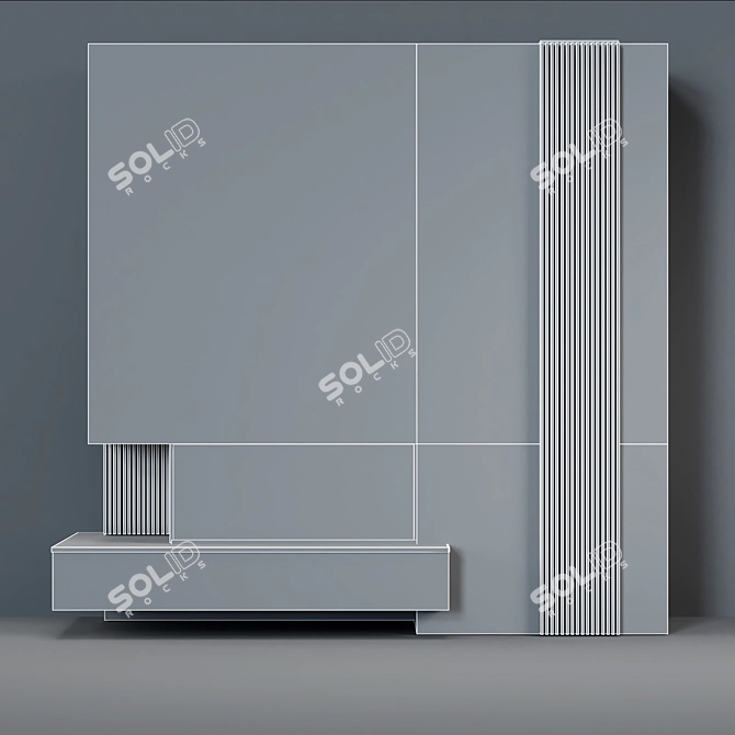 Sleek Marble Modern Fireplace 3D model image 2