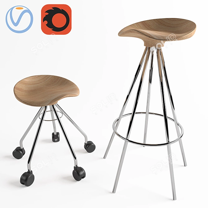 Modern Bar Stools with Barcelona Design 3D model image 1