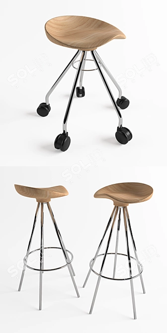 Modern Bar Stools with Barcelona Design 3D model image 2