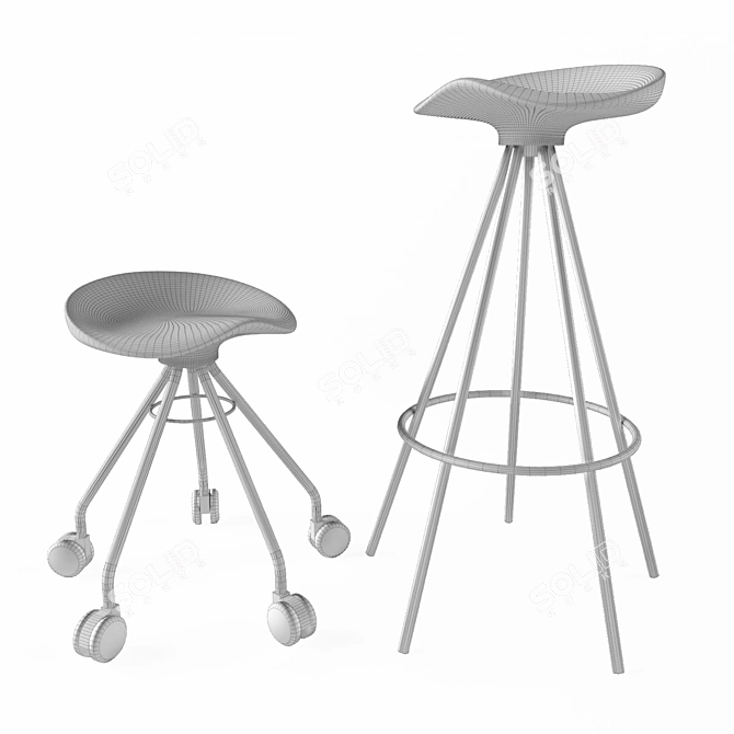 Modern Bar Stools with Barcelona Design 3D model image 3