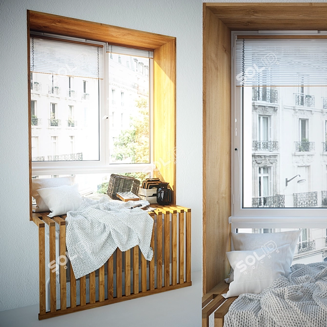 Wooden Slope Window: Stylish and Functional 3D model image 2