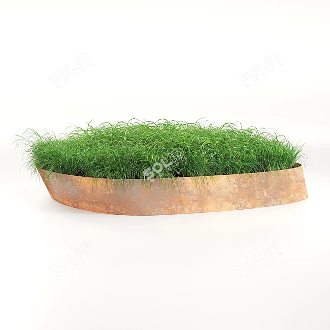 Sculpted Sand Steel Planter 3D model image 1