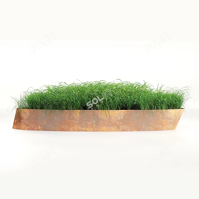 Sculpted Sand Steel Planter 3D model image 2