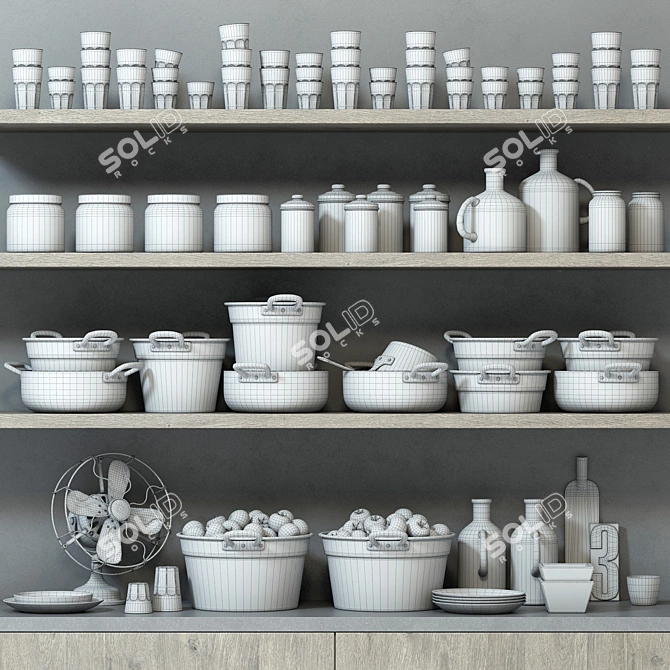 Industrial Style Kitchen Decor Set 3D model image 3