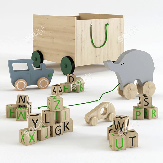 Eco-Friendly Wooden Toys 3D model image 1