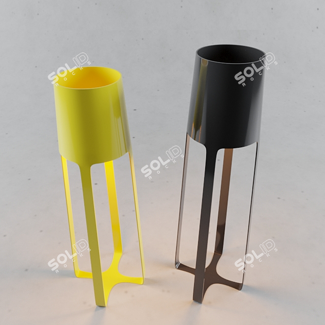Octopus Floor Lamp: Black & Yellow, 150cm & 140cm 3D model image 2
