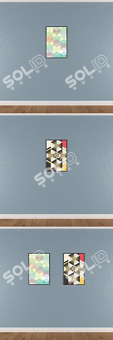 Versatile Set of Wall Paintings with Multiple Frame Options 3D model image 3