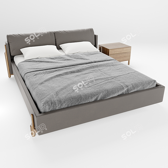 Rustic Ash Bed Set 3D model image 1