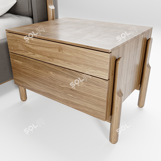 Rustic Ash Bed Set 3D model image 2