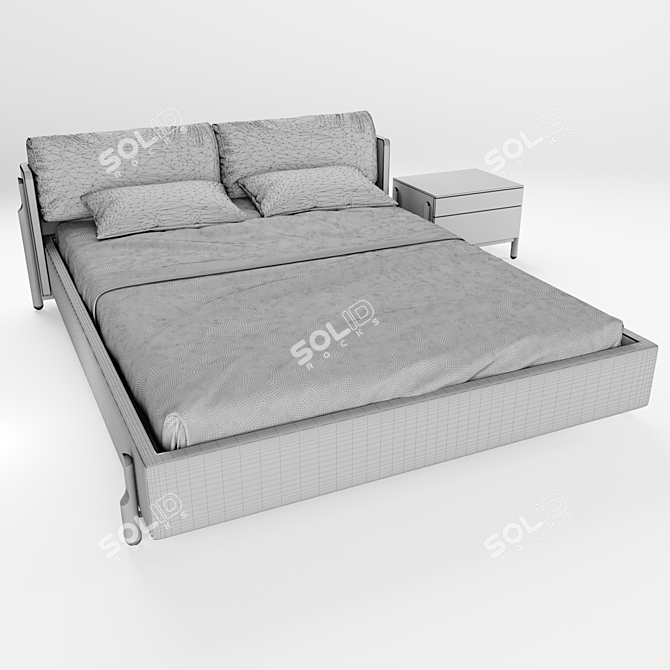 Rustic Ash Bed Set 3D model image 3