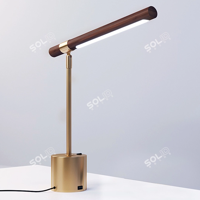 Modern Wood LED Table Lamp 3D model image 2