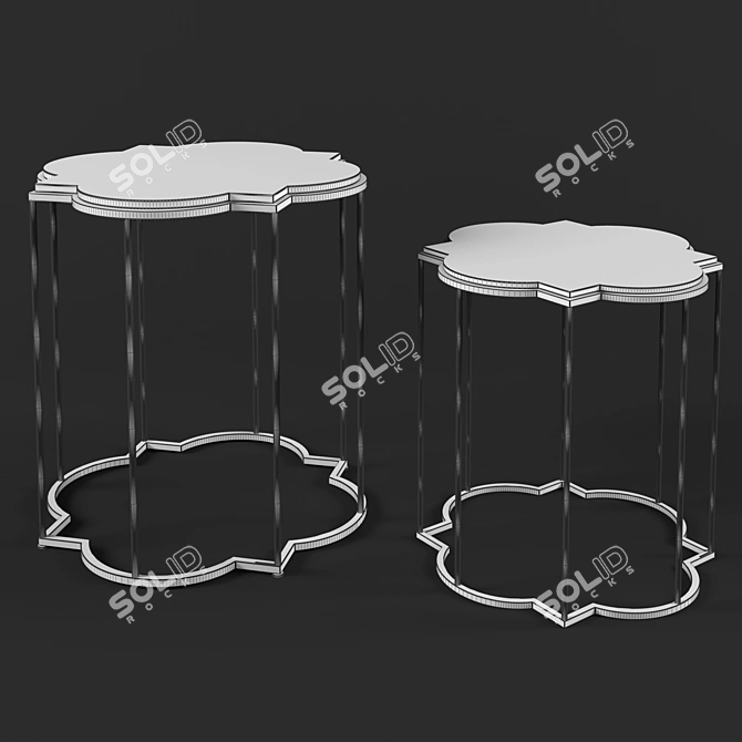 Moroccan Chic Gold & Marble Side Tables 3D model image 2