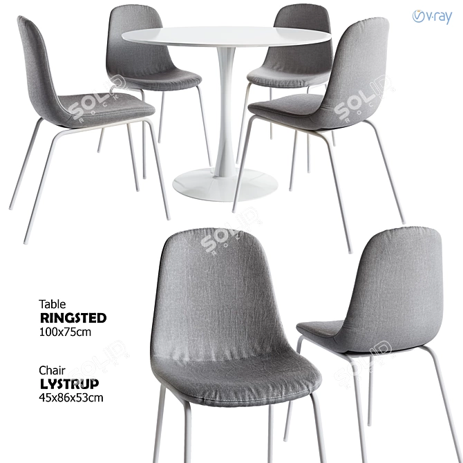 JYSK LYSTRUP Chair + RINGSTED Table Set 3D model image 1