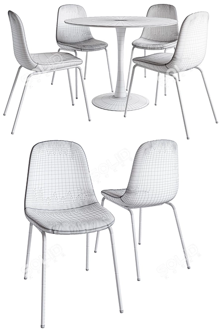 JYSK LYSTRUP Chair + RINGSTED Table Set 3D model image 3