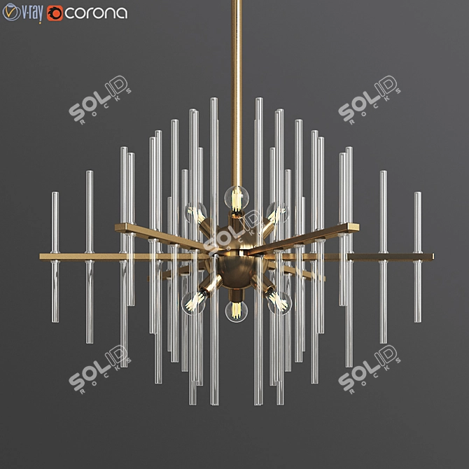 Modern 6-Light Brass Chandelier 3D model image 1