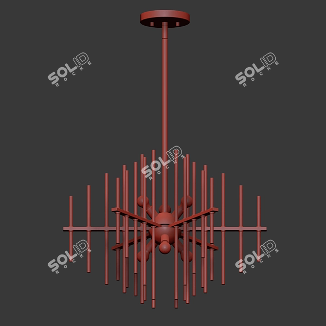 Modern 6-Light Brass Chandelier 3D model image 2