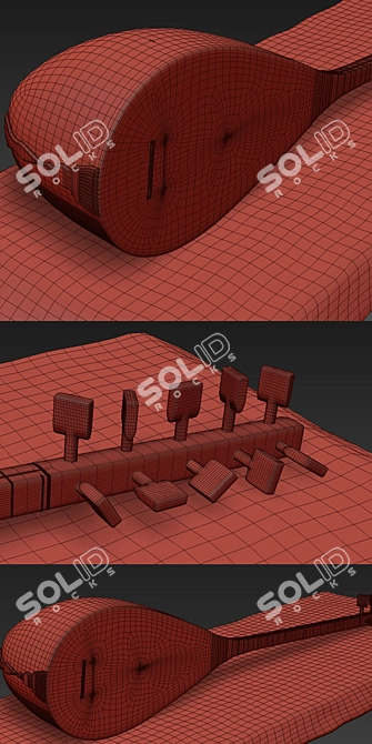 Authentic Azerbaijani Saz Instrument 3D model image 3