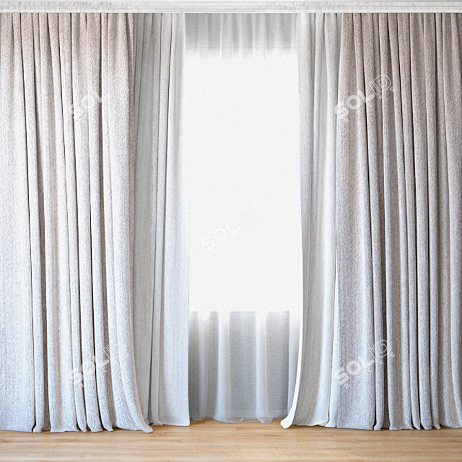 Elegant Sheer 55 | Transparent Curtains 3D model image 1