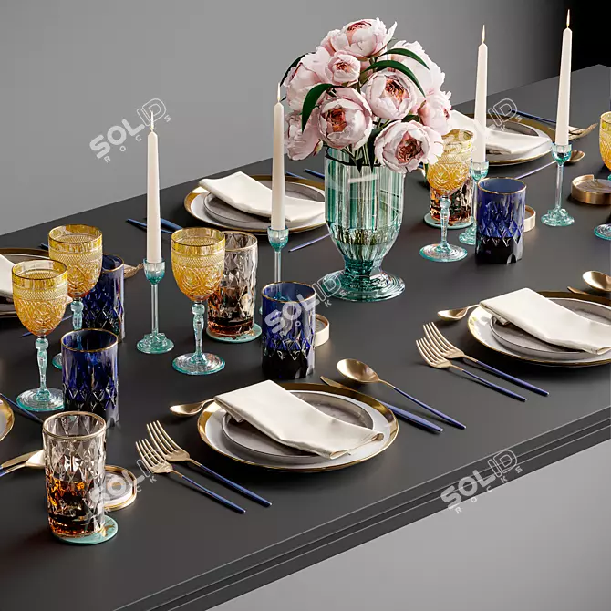 Elegant Floral Kitchen Set 3D model image 1