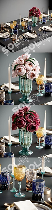 Elegant Floral Kitchen Set 3D model image 2