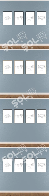 Versatile Set of Wall Paintings with Multiple Frames 3D model image 3