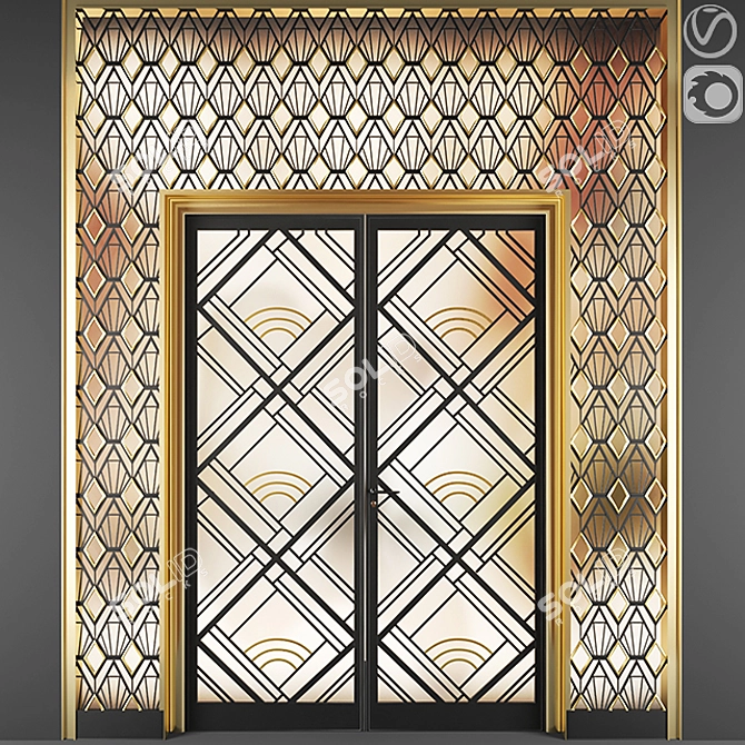 Contemporary 2-Panel Interior Door 3D model image 1