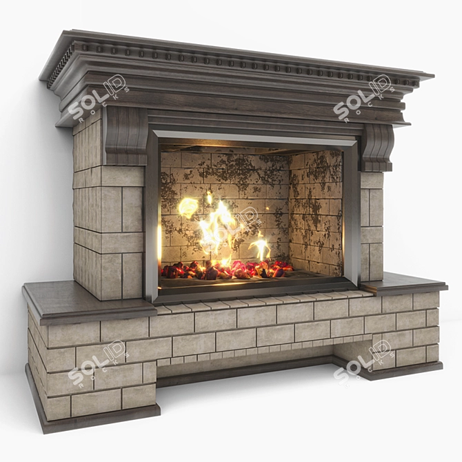 Rustic Country Fireplace 3D model image 2