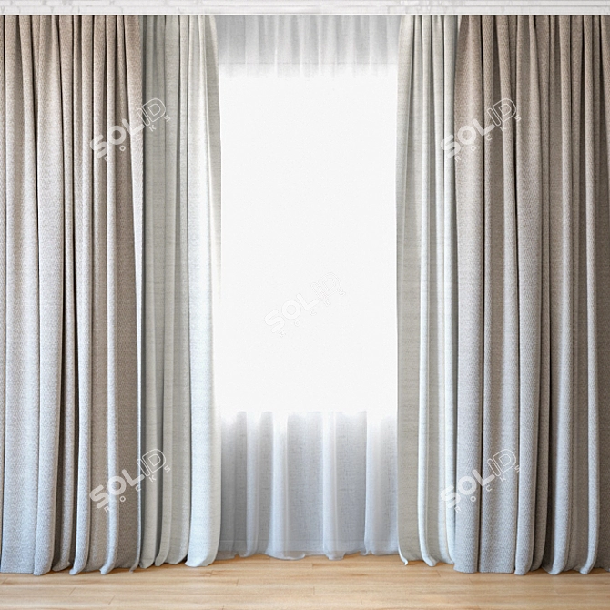 Elegant Sheer Curtains  3D model image 1