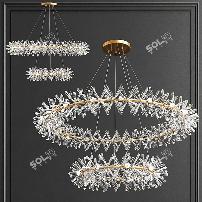 Glamourous Crystal LED Chandelier 3D model image 1