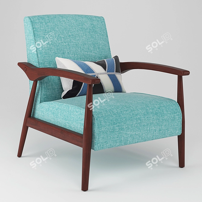 Carson Carrington Blue Armchair: Stylish Mid-Century Design 3D model image 1