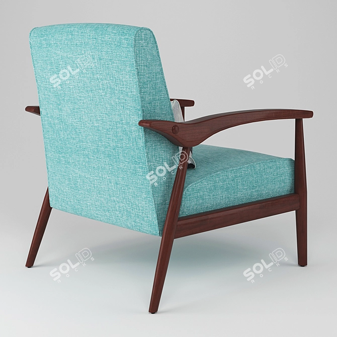 Carson Carrington Blue Armchair: Stylish Mid-Century Design 3D model image 2