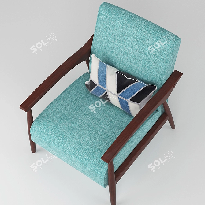 Carson Carrington Blue Armchair: Stylish Mid-Century Design 3D model image 3