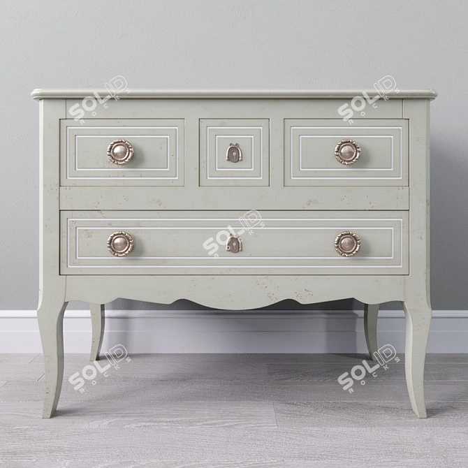 Beechwood Transition Chest - Antique Metal Handles 3D model image 1